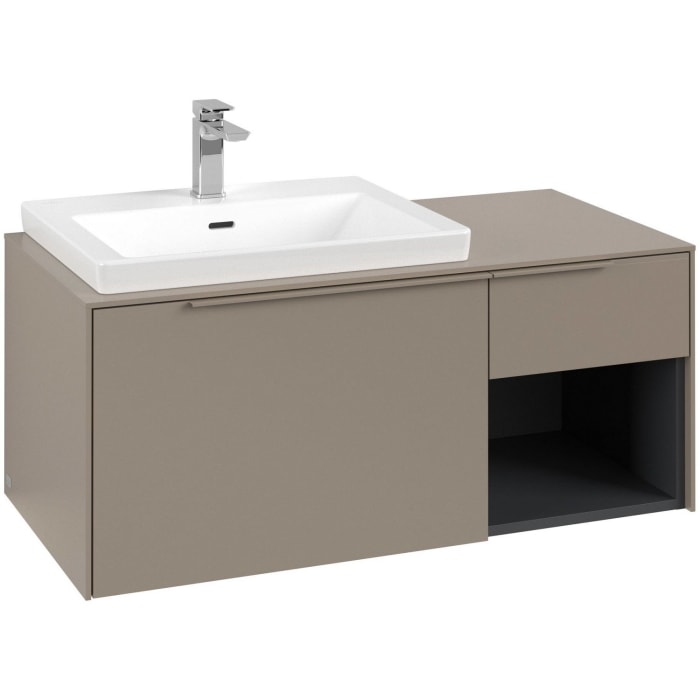 Villeroy & Boch Subway 3.0 Waschtischunterschrank 100,1 cm, 2 Auszüge und Regal rechts, mit LED-Beleuchtung
