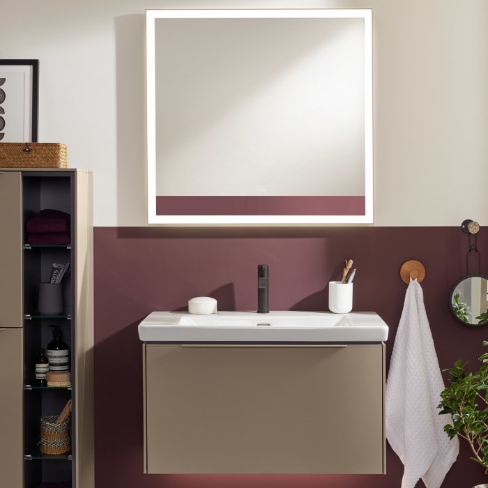 Villeroy & Boch Subway 3.0 Möbelset mit 1 Auszug, mit Spiegel, 80 cm