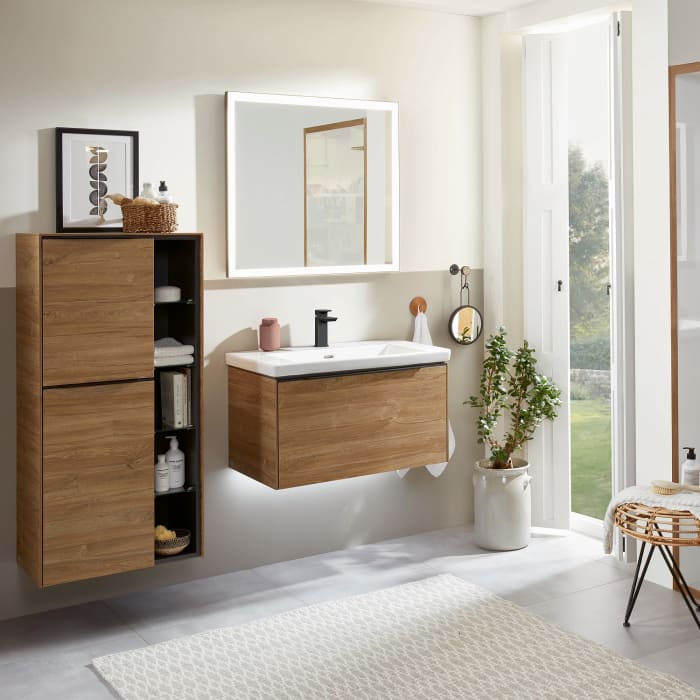 Villeroy & Boch Subway 3.0 Mittelschrank 57,4 x 120 cm mit 1 offenen Fach und 2 Türen, Anschlag links