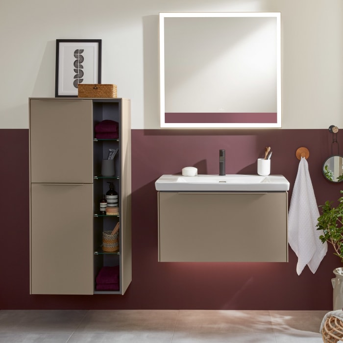 Villeroy & Boch Subway 3.0 Mittelschrank 57,4 x 120 cm mit 1 offenen Fach und 2 Türen, Anschlag links