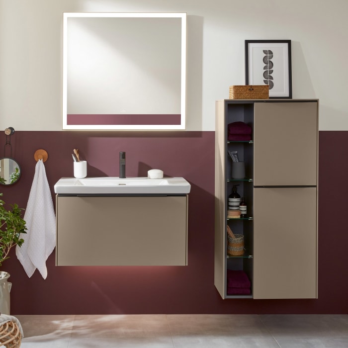 Villeroy & Boch Subway 3.0 Mittelschrank 57,4 x 120 cm mit 1 offenen Fach und 2 Türen, Anschlag rechts