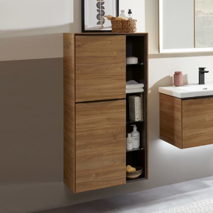 Villeroy & Boch Subway 3.0 Mittelschrank 57,4 x 120 cm mit 1 offenen Fach und 2 Türen, Anschlag links