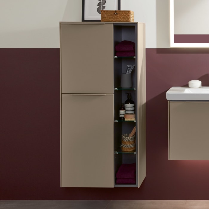 Villeroy & Boch Subway 3.0 Mittelschrank 57,4 x 120 cm mit 1 offenen Fach und 2 Türen, Anschlag links