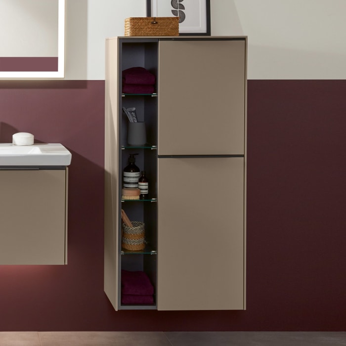Villeroy & Boch Subway 3.0 Mittelschrank 57,4 x 120 cm mit 1 offenen Fach und 2 Türen, Anschlag rechts