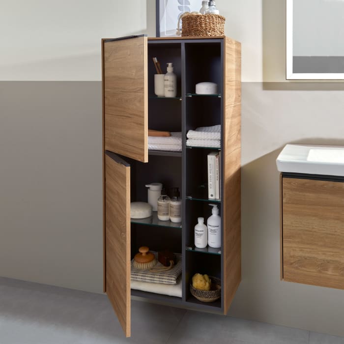 Villeroy & Boch Subway 3.0 Mittelschrank 57,4 x 120 cm mit 1 offenen Fach und 2 Türen, Anschlag links