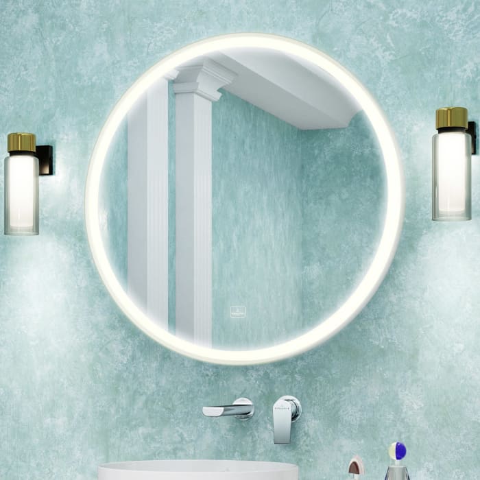 Villeroy & Boch Subway 3.0 Badspiegel mit Beleuchtung und Sensordimmer, Ø 71,2 cm in weiß matt