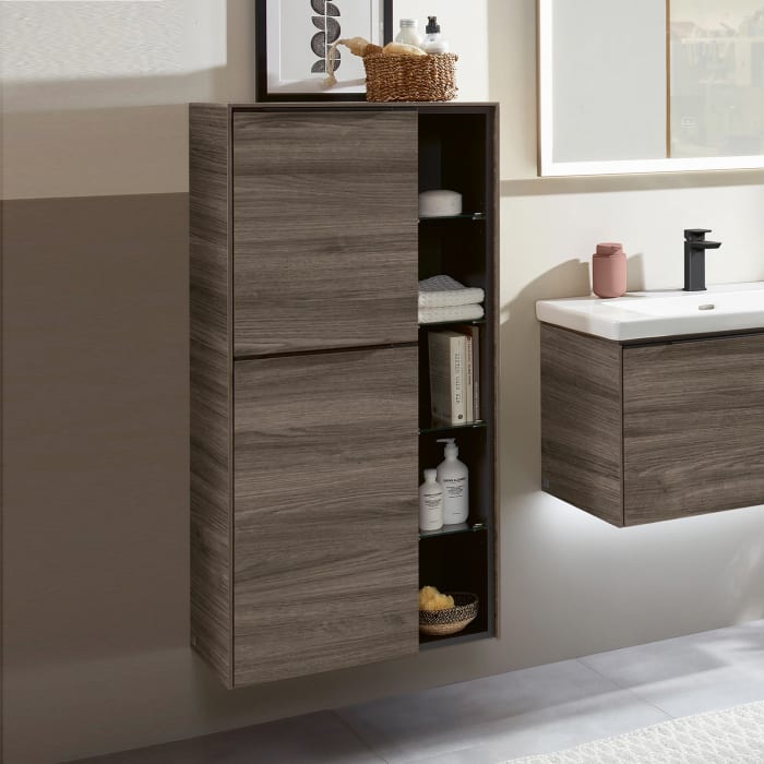 Villeroy & Boch Subway 3.0 Mittelschrank 57,4 x 120 cm mit 1 offenen Fach und 2 Türen, Anschlag links