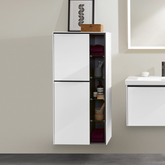 Villeroy & Boch Subway 3.0 Mittelschrank 57,4 x 120 cm mit 1 offenen Fach und 2 Türen, Anschlag links