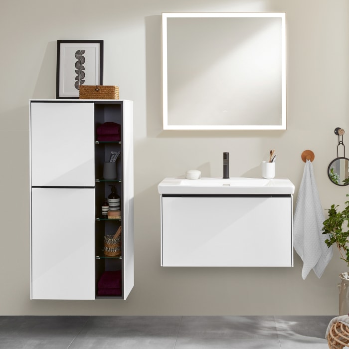 Villeroy & Boch Subway 3.0 Mittelschrank 57,4 x 120 cm mit 1 offenen Fach und 2 Türen, Anschlag links