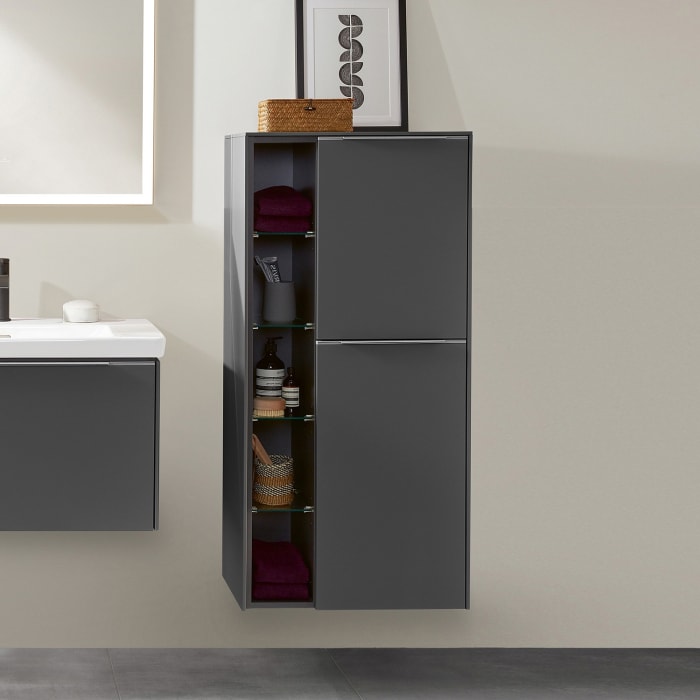 Villeroy & Boch Subway 3.0 Mittelschrank 57,4 x 120 cm mit 1 offenen Fach und 2 Türen, Anschlag rechts