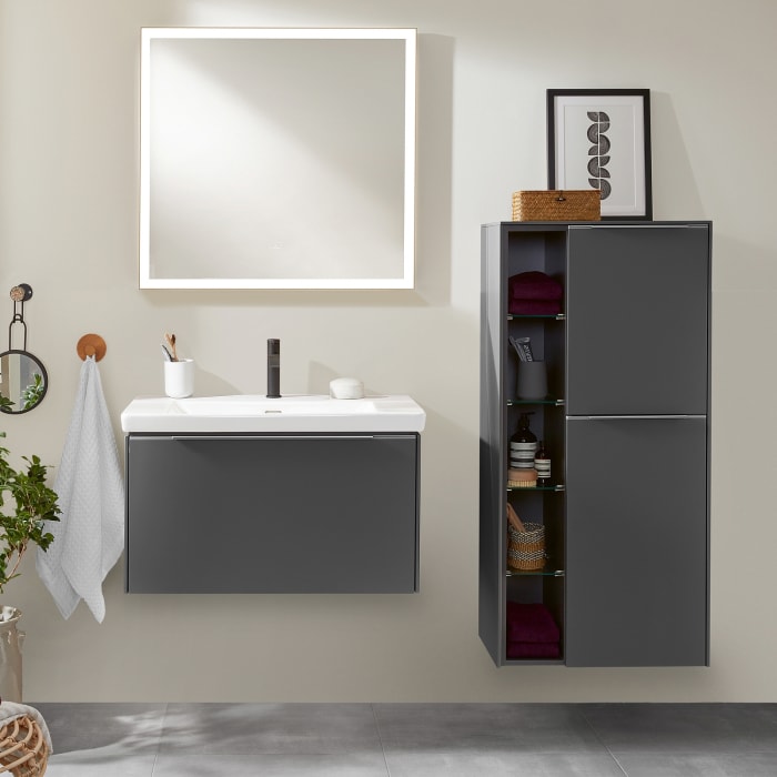 Villeroy & Boch Subway 3.0 Mittelschrank 57,4 x 120 cm mit 1 offenen Fach und 2 Türen, Anschlag rechts