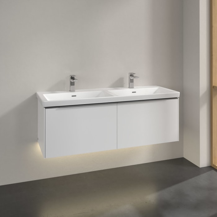 Villeroy & Boch Subway 3.0 Waschtischunterschrank 127,2 cm, 2 Auszüge, mit LED-Beleuchtung, für Doppel-Waschtisch
