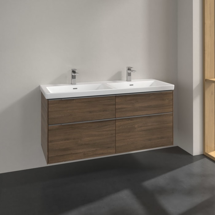 Villeroy & Boch Subway 3.0 Waschtischunterschrank 127,2 cm, 4 Auszüge, ohne LED-Beleuchtung, für Doppel-Waschtisch