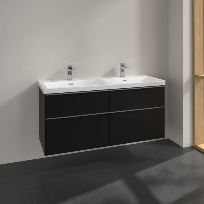 Villeroy & Boch Subway 3.0 Waschtischunterschrank 127,2 cm, 4 Auszüge, ohne LED-Beleuchtung, für Doppel-Waschtisch