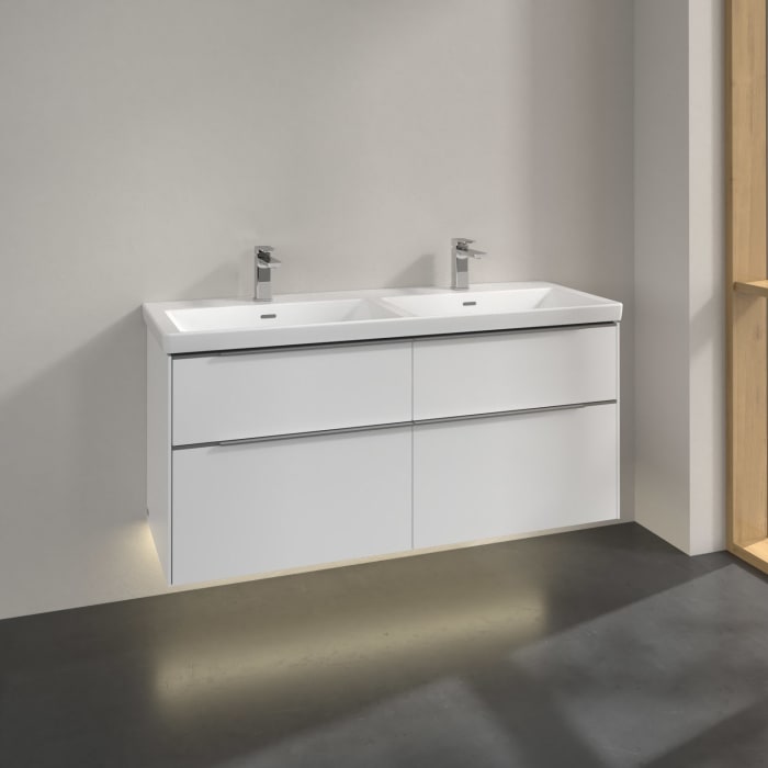 Villeroy & Boch Subway 3.0 Waschtischunterschrank 127,2 cm, 4 Auszüge, mit LED-Beleuchtung, für Doppel-Waschtisch