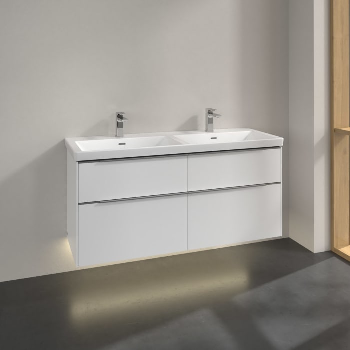 Villeroy & Boch Subway 3.0 Waschtischunterschrank 127,2 cm, 4 Auszüge, mit LED-Beleuchtung, für Doppel-Waschtisch