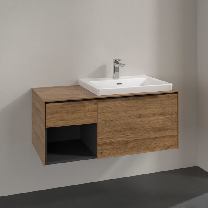 Villeroy & Boch Subway 3.0 Waschtischunterschrank 100,1 cm, 2 Auszüge und Regal links, ohne LED-Beleuchtung