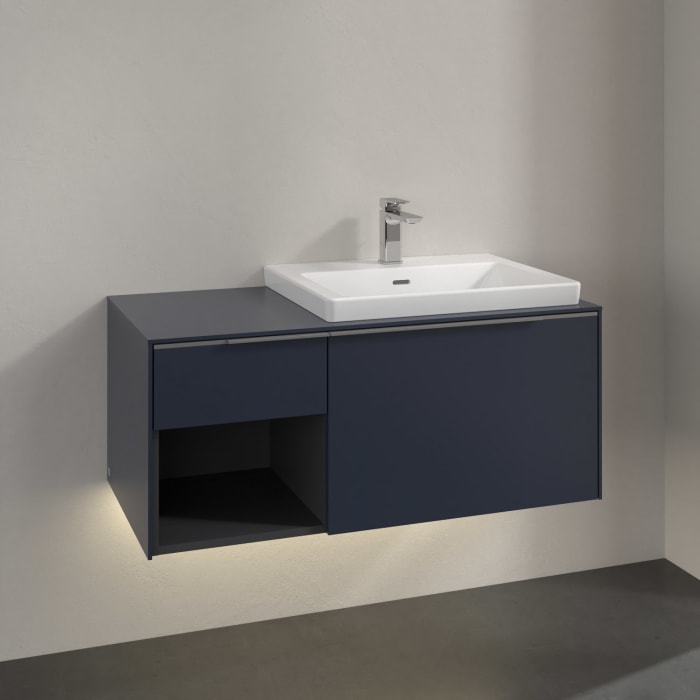 Villeroy & Boch Subway 3.0 Waschtischunterschrank 100,1 cm, 2 Auszüge und Regal links, mit LED-Beleuchtung