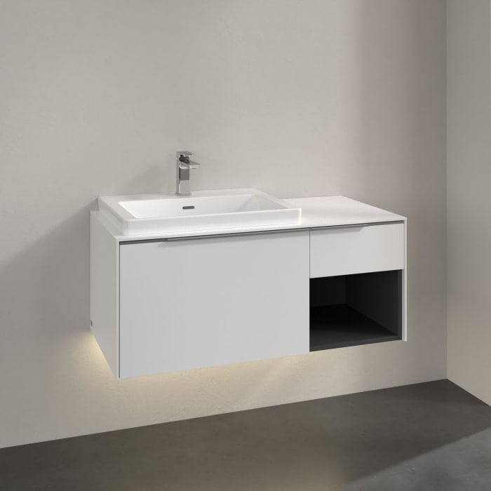Villeroy & Boch Subway 3.0 Waschtischunterschrank 100,1 cm, 2 Auszüge und Regal rechts, mit LED-Beleuchtung