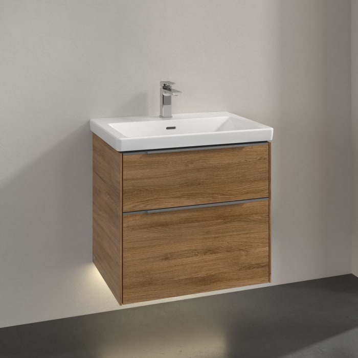Villeroy & Boch Subway 3.0 Waschtischunterschrank 62,2 cm, 2 Auszüge, mit LED-Beleuchtung