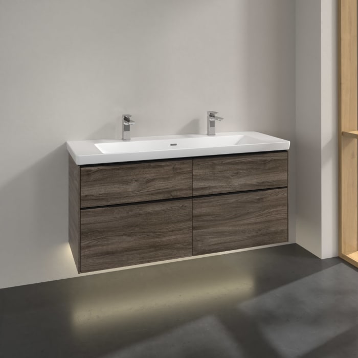 Villeroy & Boch Subway 3.0 Waschtischunterschrank 127,2 cm, 4 Auszüge, mit LED-Beleuchtung