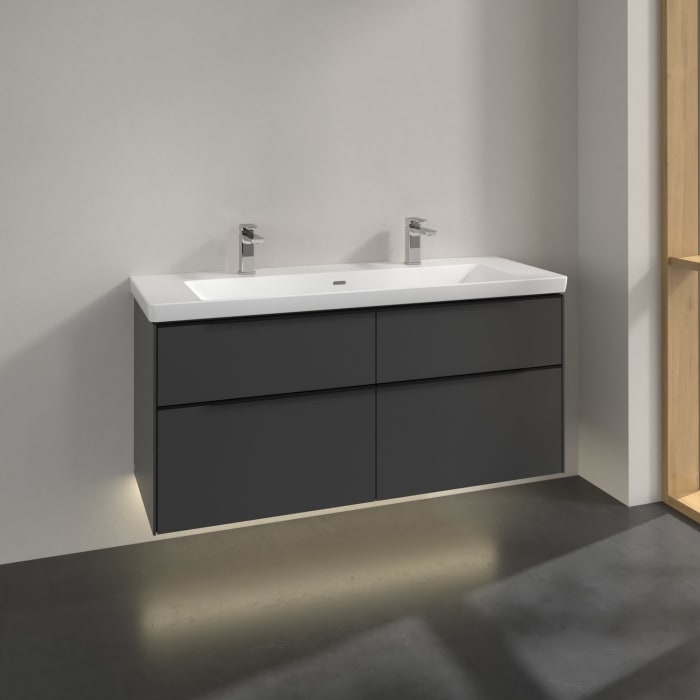 Villeroy & Boch Subway 3.0 Waschtischunterschrank 127,2 cm, 4 Auszüge, mit LED-Beleuchtung