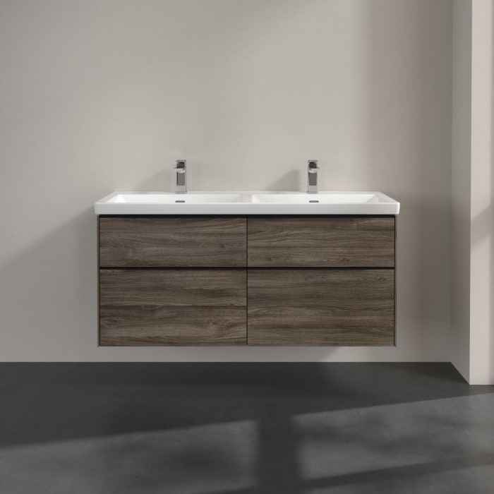 Villeroy & Boch Subway 3.0 Waschtischunterschrank 127,2 cm, 4 Auszüge, mit LED-Beleuchtung, für Doppel-Waschtisch