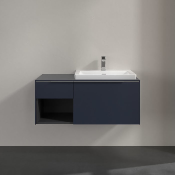 Villeroy & Boch Subway 3.0 Waschtischunterschrank 100,1 cm, 2 Auszüge und Regal links, mit LED-Beleuchtung