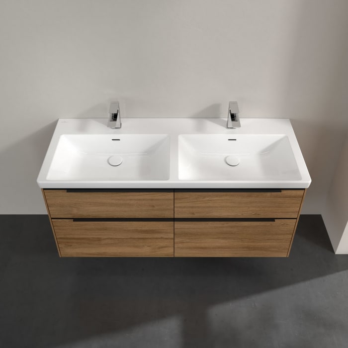 Villeroy & Boch Subway 3.0 Waschtischunterschrank 127,2 cm, 4 Auszüge, mit LED-Beleuchtung, für Doppel-Waschtisch