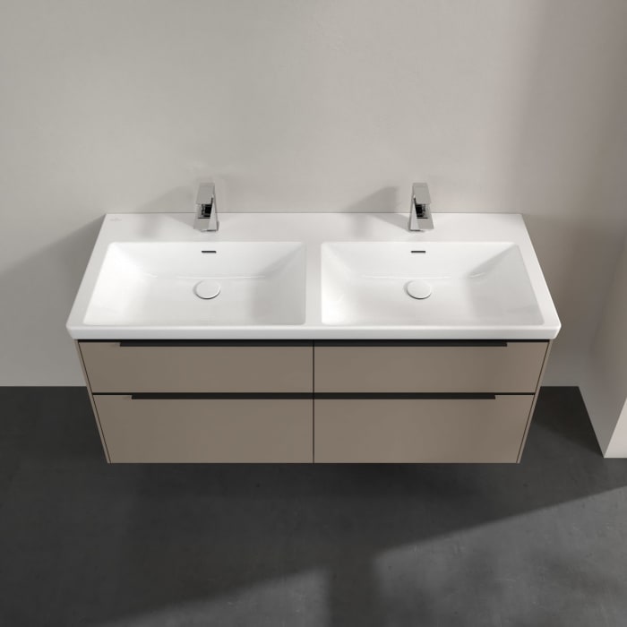 Villeroy & Boch Subway 3.0 Waschtischunterschrank 127,2 cm, 4 Auszüge, mit LED-Beleuchtung, für Doppel-Waschtisch