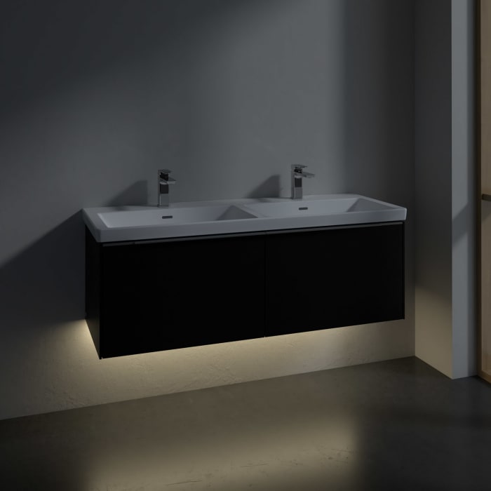Villeroy & Boch Subway 3.0 Waschtischunterschrank 127,2 cm, 2 Auszüge, mit LED-Beleuchtung, für Doppel-Waschtisch