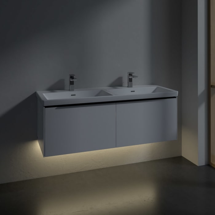 Villeroy & Boch Subway 3.0 Waschtischunterschrank 127,2 cm, 2 Auszüge, mit LED-Beleuchtung, für Doppel-Waschtisch