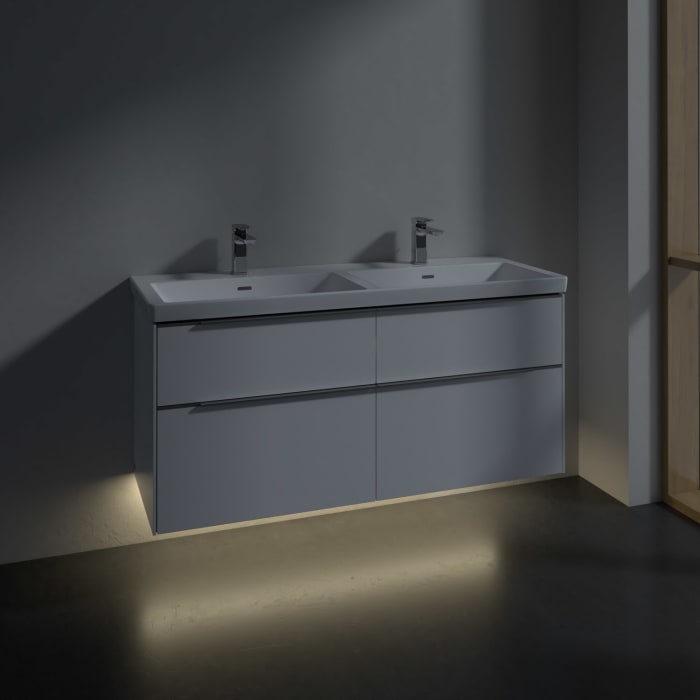 Villeroy & Boch Subway 3.0 Waschtischunterschrank 127,2 cm, 4 Auszüge, mit LED-Beleuchtung, für Doppel-Waschtisch