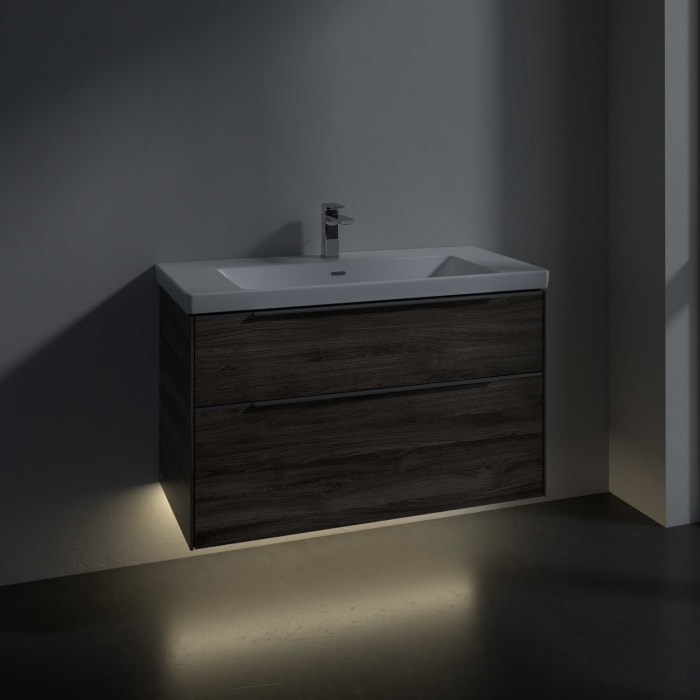 Villeroy & Boch Subway 3.0 Waschtischunterschrank 97,3 cm, 2 Auszüge, mit LED-Beleuchtung