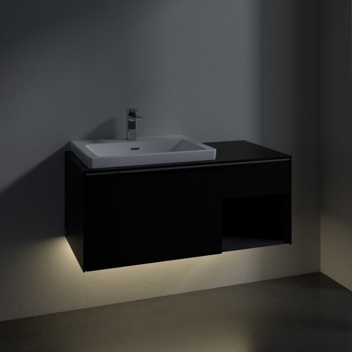 Villeroy & Boch Subway 3.0 Waschtischunterschrank 100,1 cm, 2 Auszüge und Regal rechts, mit LED-Beleuchtung