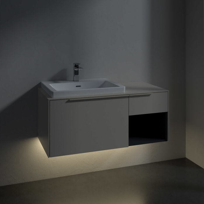 Villeroy & Boch Subway 3.0 Waschtischunterschrank 100,1 cm, 2 Auszüge und Regal rechts, mit LED-Beleuchtung