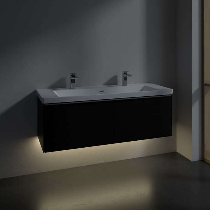 Villeroy & Boch Subway 3.0 Waschtischunterschrank 127,2 cm, 2 Auszüge, mit LED-Beleuchtung
