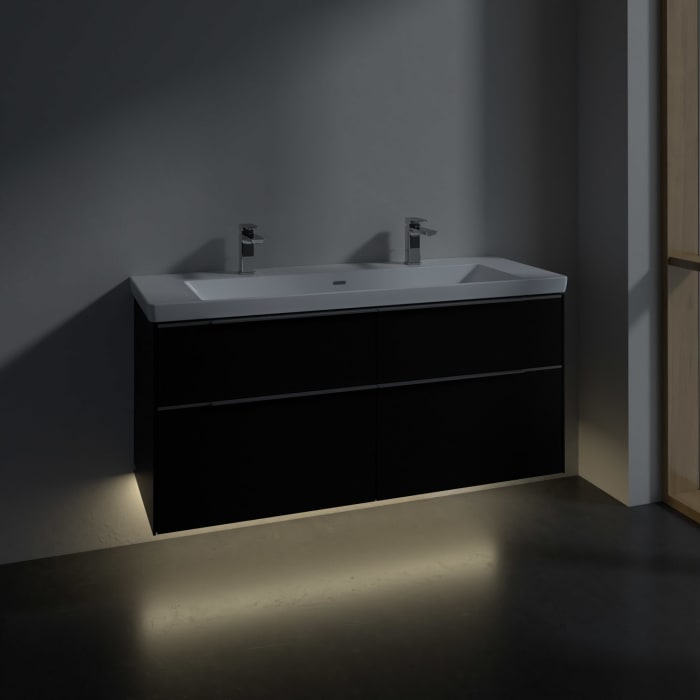 Villeroy & Boch Subway 3.0 Waschtischunterschrank 127,2 cm, 4 Auszüge, mit LED-Beleuchtung