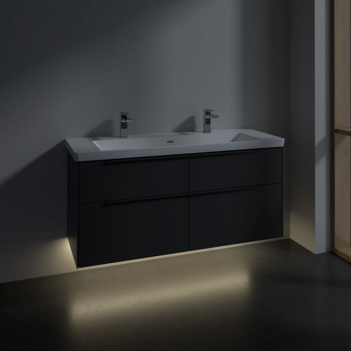 Villeroy & Boch Subway 3.0 Waschtischunterschrank 127,2 cm, 4 Auszüge, mit LED-Beleuchtung