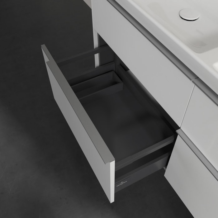 Villeroy & Boch Subway 3.0 Waschtischunterschrank 127,2 cm, 4 Auszüge, mit LED-Beleuchtung, für Doppel-Waschtisch