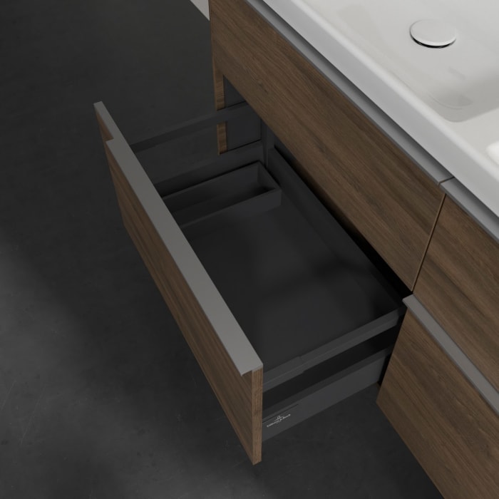 Villeroy & Boch Subway 3.0 Waschtischunterschrank 127,2 cm, 4 Auszüge, mit LED-Beleuchtung, für Doppel-Waschtisch