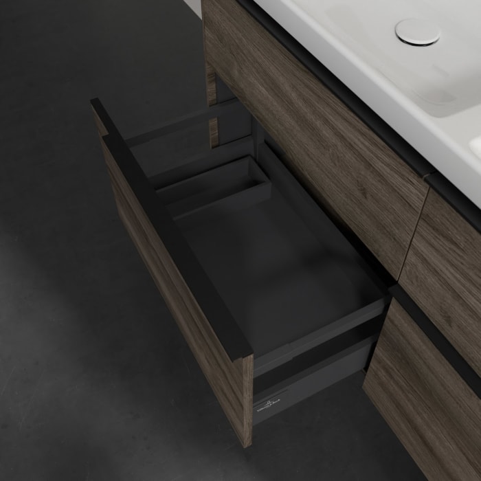 Villeroy & Boch Subway 3.0 Waschtischunterschrank 127,2 cm, 4 Auszüge, mit LED-Beleuchtung, für Doppel-Waschtisch