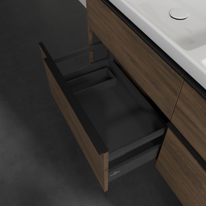 Villeroy & Boch Subway 3.0 Waschtischunterschrank 127,2 cm, 4 Auszüge, mit LED-Beleuchtung, für Doppel-Waschtisch