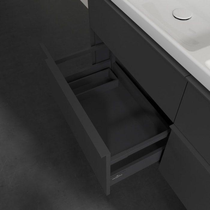 Villeroy & Boch Subway 3.0 Waschtischunterschrank 127,2 cm, 4 Auszüge, mit LED-Beleuchtung, für Doppel-Waschtisch