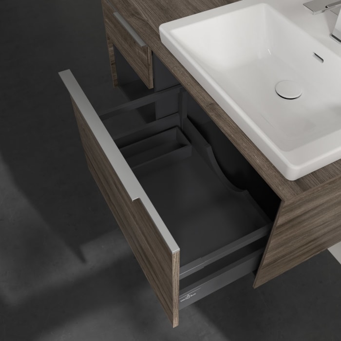 Villeroy & Boch Subway 3.0 Waschtischunterschrank 100,1 cm, 2 Auszüge und Regal links, mit LED-Beleuchtung