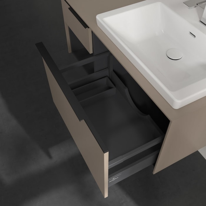 Villeroy & Boch Subway 3.0 Waschtischunterschrank 100,1 cm, 2 Auszüge und Regal links, mit LED-Beleuchtung