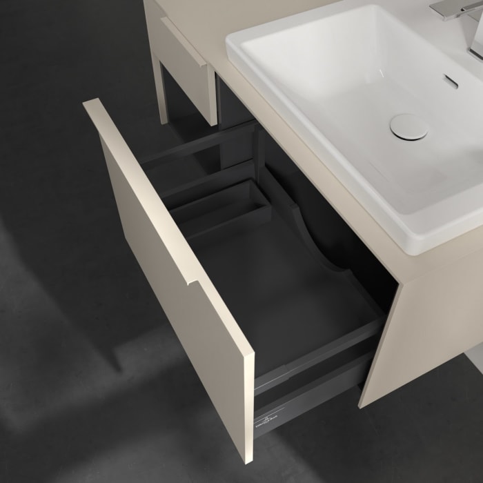 Villeroy & Boch Subway 3.0 Waschtischunterschrank 100,1 cm, 2 Auszüge und Regal links, mit LED-Beleuchtung