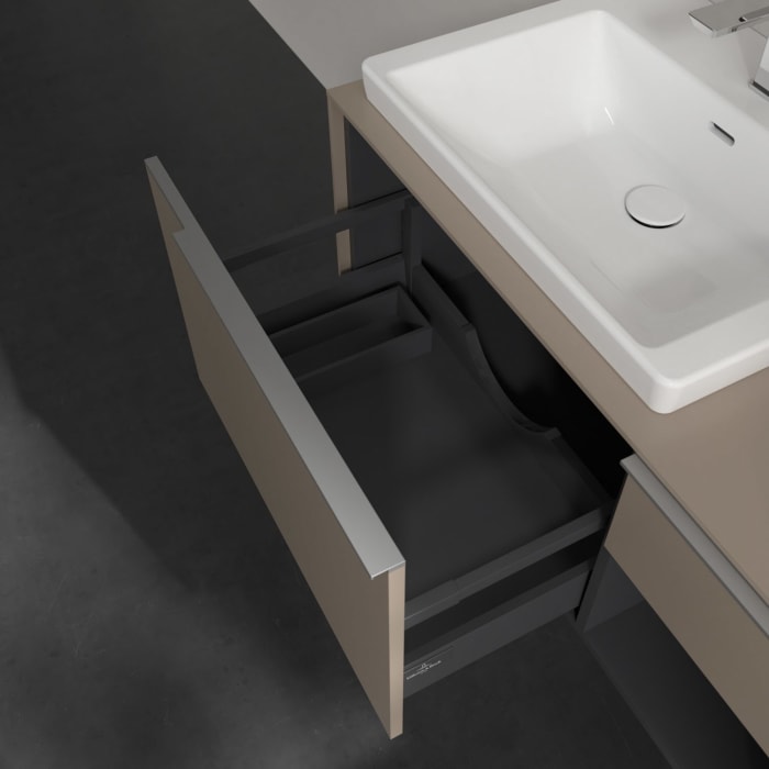 Villeroy & Boch Subway 3.0 Waschtischunterschrank 100,1 cm, 2 Auszüge und Regal rechts, mit LED-Beleuchtung