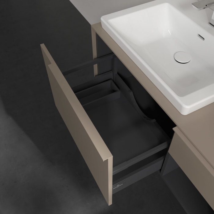 Villeroy & Boch Subway 3.0 Waschtischunterschrank 100,1 cm, 2 Auszüge und Regal rechts, mit LED-Beleuchtung