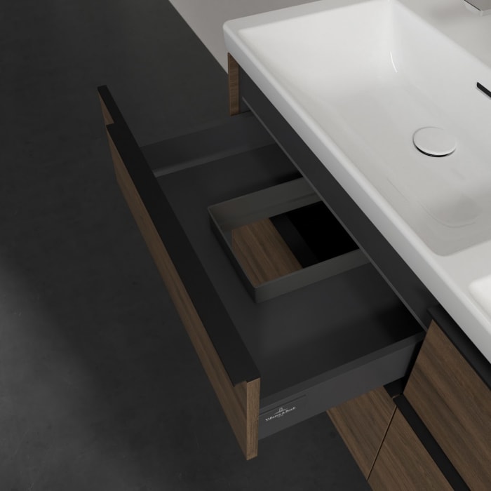 Villeroy & Boch Subway 3.0 Waschtischunterschrank 127,2 cm, 4 Auszüge, mit LED-Beleuchtung, für Doppel-Waschtisch